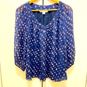 DVF Diane Von Furstenberg 3/4 sleeve floral blouse